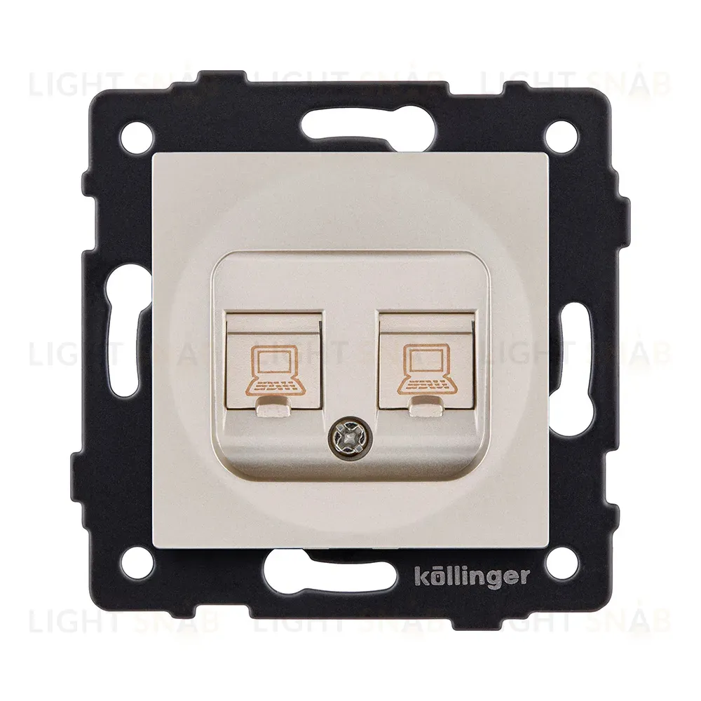 Розетка двойная Ethernet RJ45 Cat.5, золотой Kollinger REA-015GD для Aspekt, Eleganz, Reflex REA-015GD