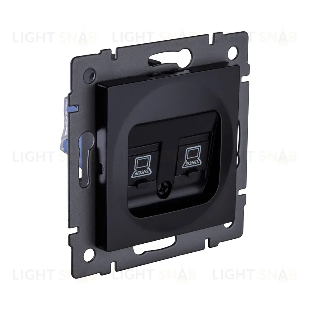 Розетка двойная Ethernet RJ45 Cat.5, черный Kollinger REA-015BK для Aspekt, Eleganz, Reflex REA-015BK