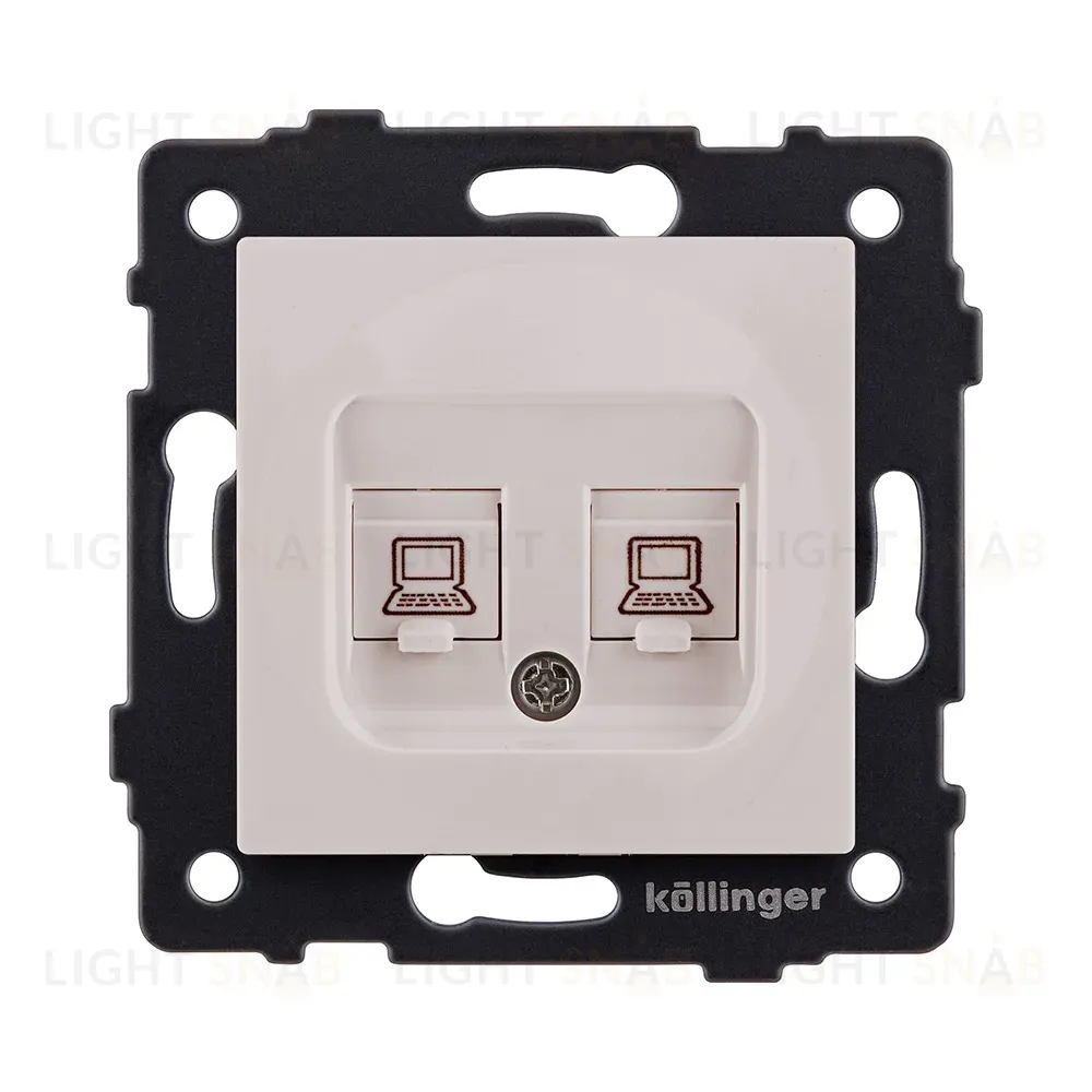 Розетка двойная Ethernet RJ45 Cat.6, кашемир матовый Kollinger REA-019CM для Aspekt, Eleganz, Reflex REA-019CM