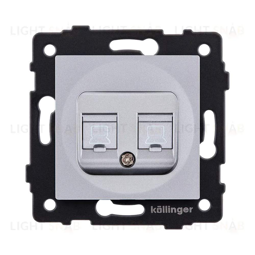 Розетка двойная Ethernet RJ45 Cat.6, серый Kollinger REA-019GY для Aspekt, Eleganz, Reflex REA-019GY