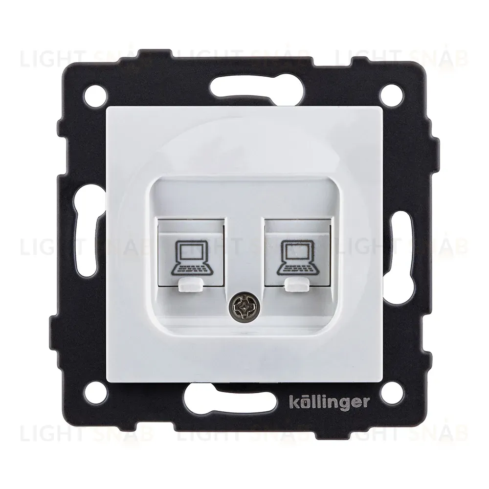 Розетка двойная Ethernet RJ45 Cat.6, белый Kollinger REA-019WH для Aspekt, Eleganz, Reflex REA-019WH