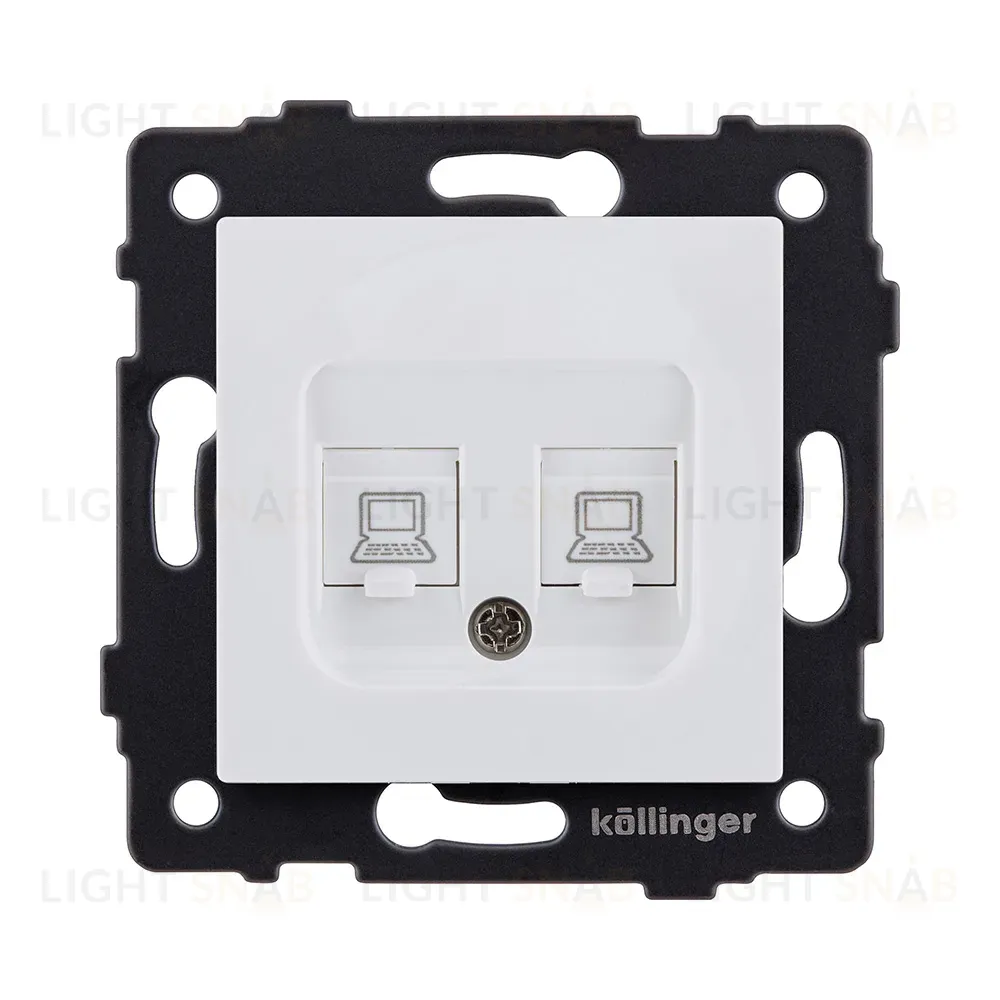 Розетка двойная Ethernet RJ45 Cat.6, белый матовый Kollinger REA-019WM для Aspekt, Eleganz, Reflex REA-019WM