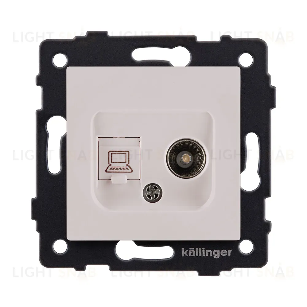 Розетка двойная TV (мама) + RJ45 Cat.6, кашемир матовый Kollinger REA-021CM для Aspekt, Eleganz, Reflex REA-021CM
