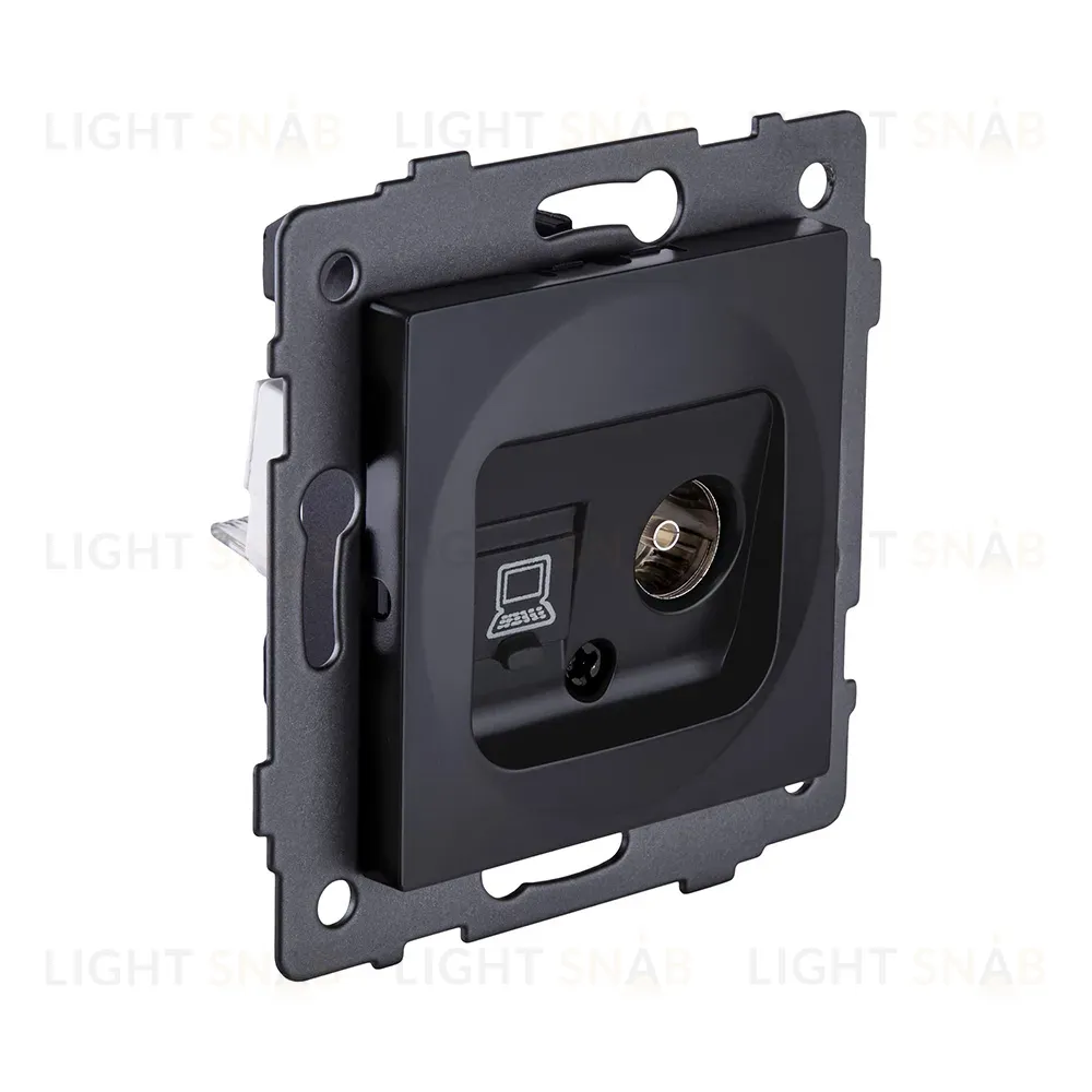 Розетка двойная TV (мама) + RJ45 Cat.6, черный матовый Kollinger REA-021BM для Aspekt, Eleganz, Reflex REA-021BM