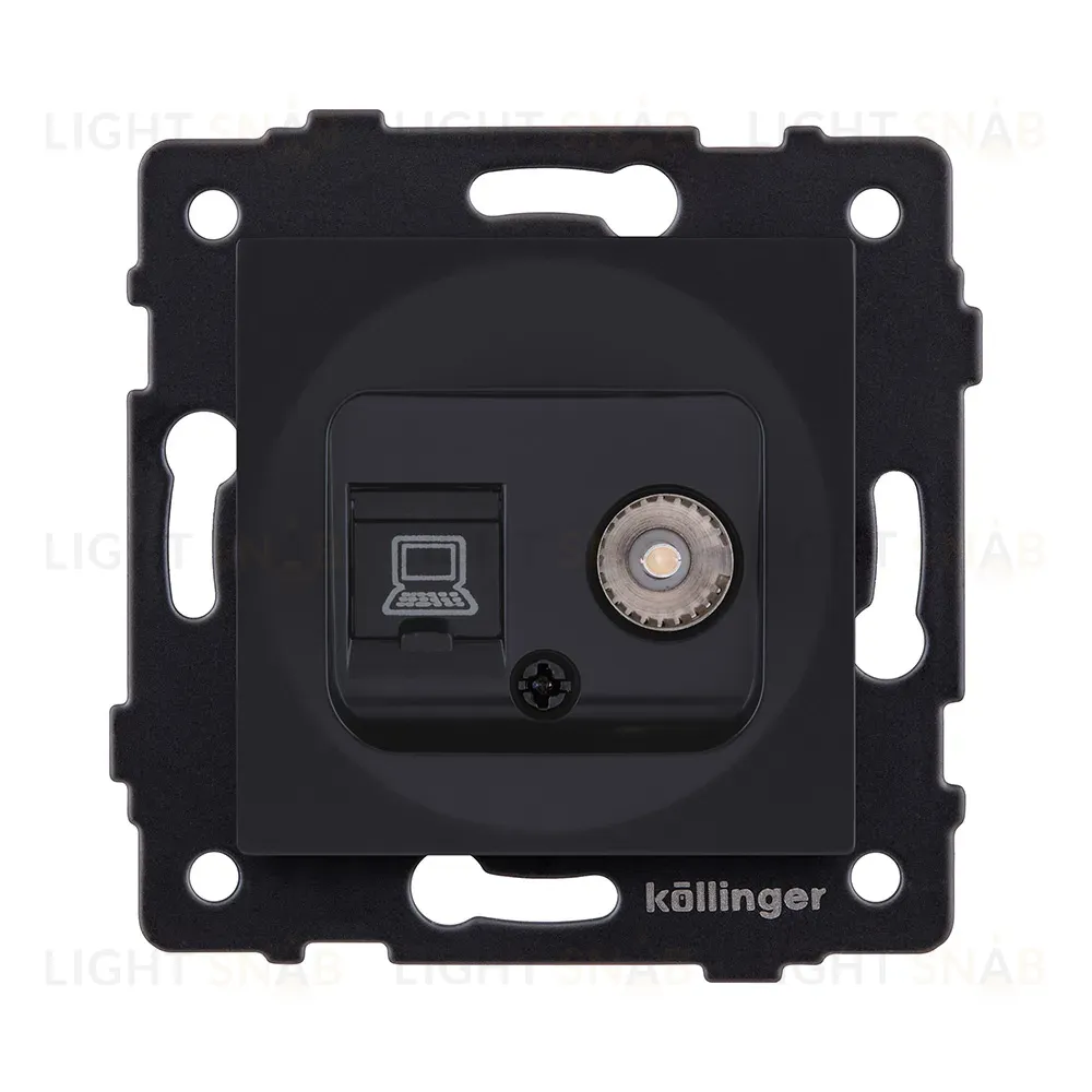 Розетка двойная TV (мама) + RJ45 Cat.6, черный матовый Kollinger REA-021BM для Aspekt, Eleganz, Reflex REA-021BM
