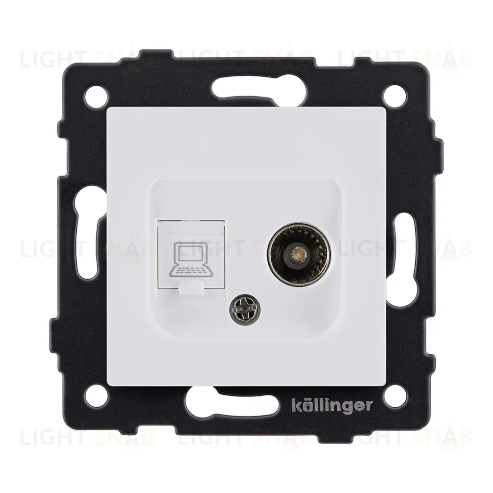 Розетка двойная TV (мама) + RJ45 Cat.6, белый матовый Kollinger REA-021WM для Aspekt, Eleganz, Reflex REA-021WM