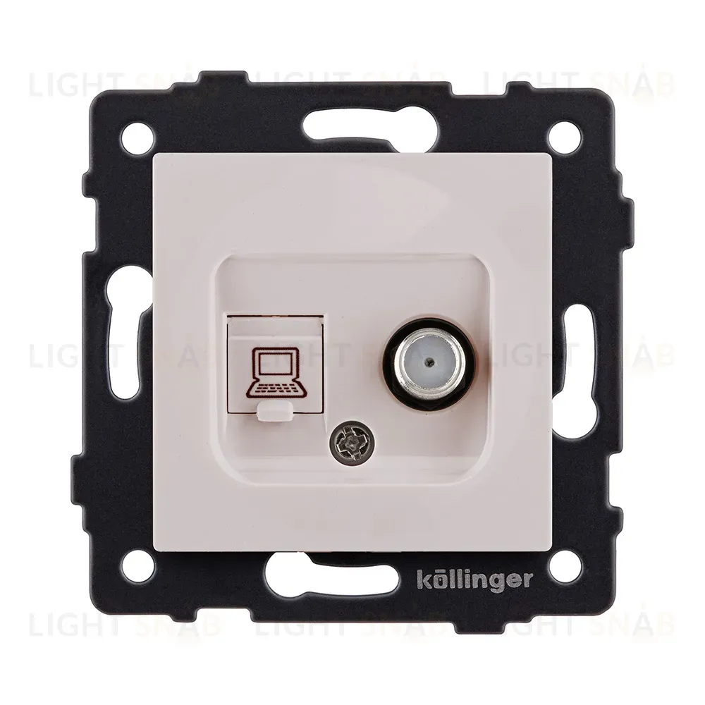 Розетка двойная спутниковая SAT + RJ45 Cat.6, кашемир матовый Kollinger REA-022CM для Aspekt, Eleganz, Reflex REA-022CM