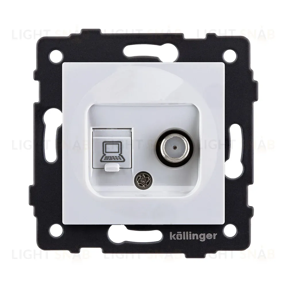 Розетка двойная спутниковая SAT + RJ45 Cat.6, белый Kollinger REA-022WH для Aspekt, Eleganz, Reflex REA-022WH