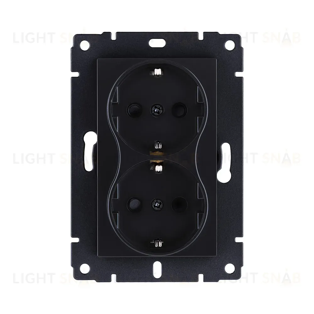 Розетка штепсельная SCHUKO двойная 16A/250 В, черный матовый Kollinger REA-032BM для Aspekt, Eleganz, Reflex REA-032BM