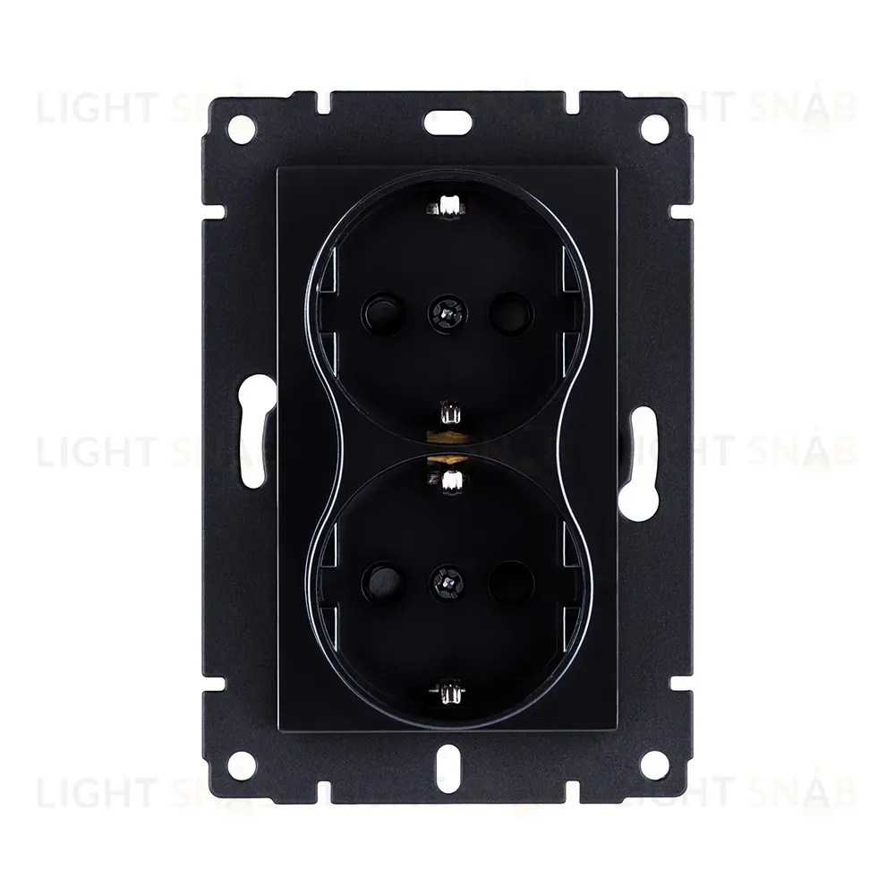 Розетка штепсельная SCHUKO двойная 16A/250 В, черный Kollinger REA-032BK для Aspekt, Eleganz, Reflex REA-032BK
