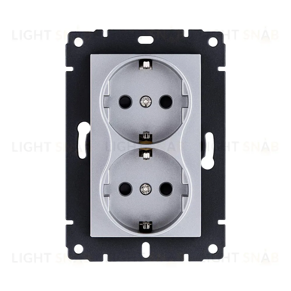 Розетка штепсельная SCHUKO двойная 16A/250 В, серый Kollinger REA-032GY для Aspekt, Eleganz, Reflex REA-032GY