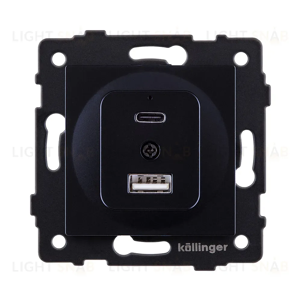 Розетка USB A+C 20W, черный Kollinger REA-037BK для Aspekt, Eleganz, Reflex REA-037BK