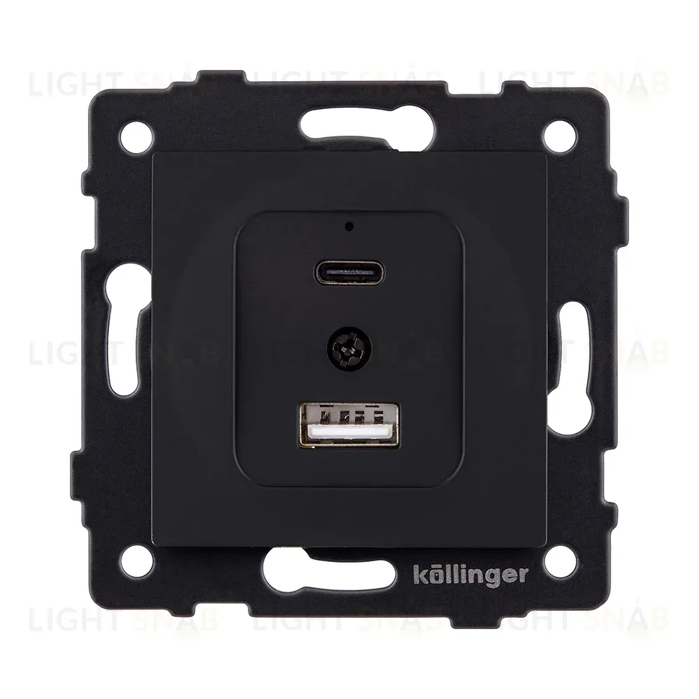 Розетка USB A+C 20W, черный матовый Kollinger REA-037BM для Aspekt, Eleganz, Reflex REA-037BM