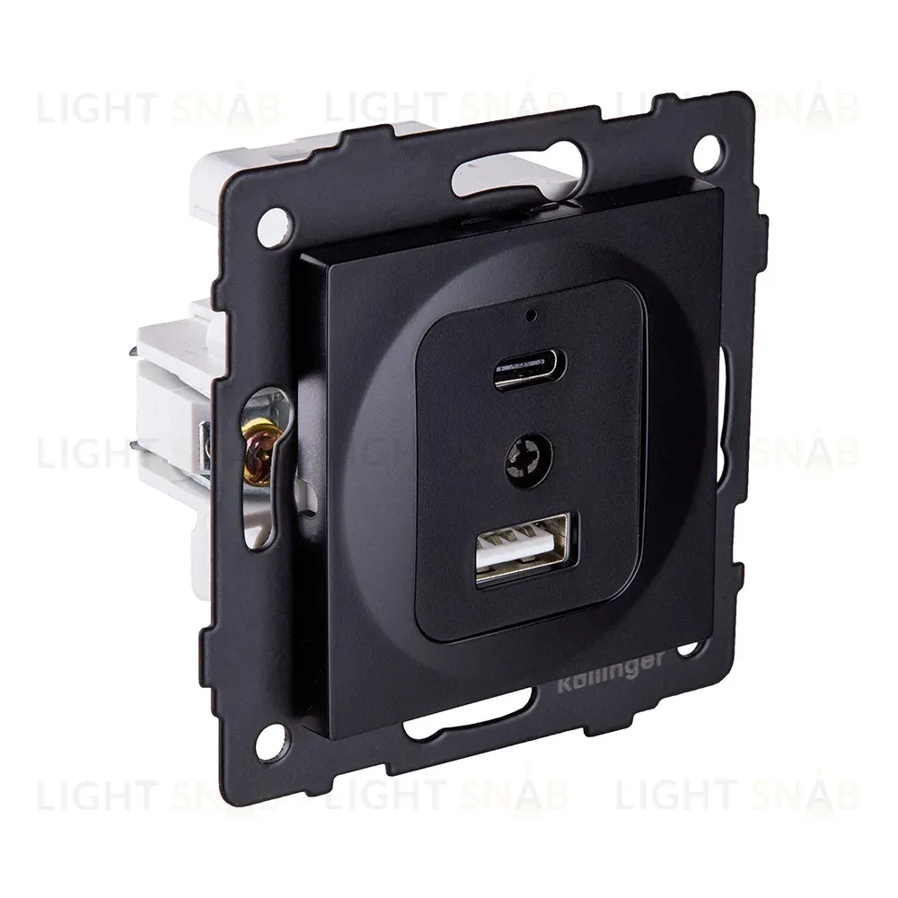 Розетка USB A+C 20W, черный Kollinger REA-037BK для Aspekt, Eleganz, Reflex REA-037BK