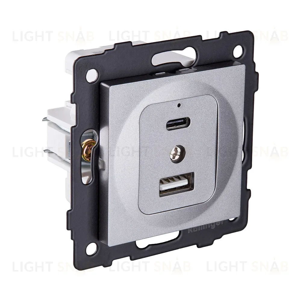 Розетка USB A+C 20W, серый Kollinger REA-037GY для Aspekt, Eleganz, Reflex REA-037GY