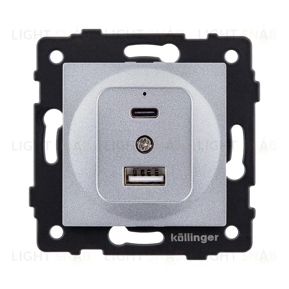 Розетка USB A+C 20W, серый Kollinger REA-037GY для Aspekt, Eleganz, Reflex REA-037GY