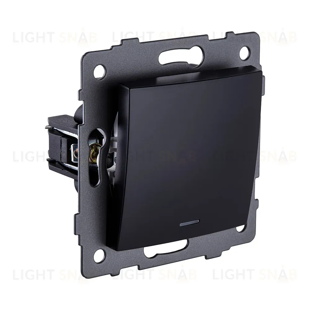 Выключатель 1-клавишный 10А/250В с LED подсветкой, изогнутый, черный Kollinger REA-R-002BK для Aspekt, Eleganz, Reflex REA-R-002BK