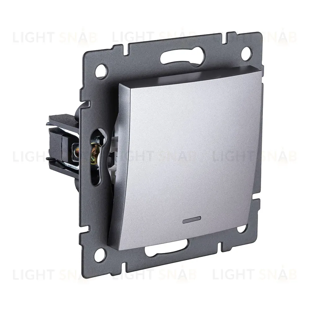 Выключатель 1-клавишный 10А/250В с LED подсветкой, изогнутый, серый Kollinger REA-R-002GY для Aspekt, Eleganz, Reflex REA-R-002GY