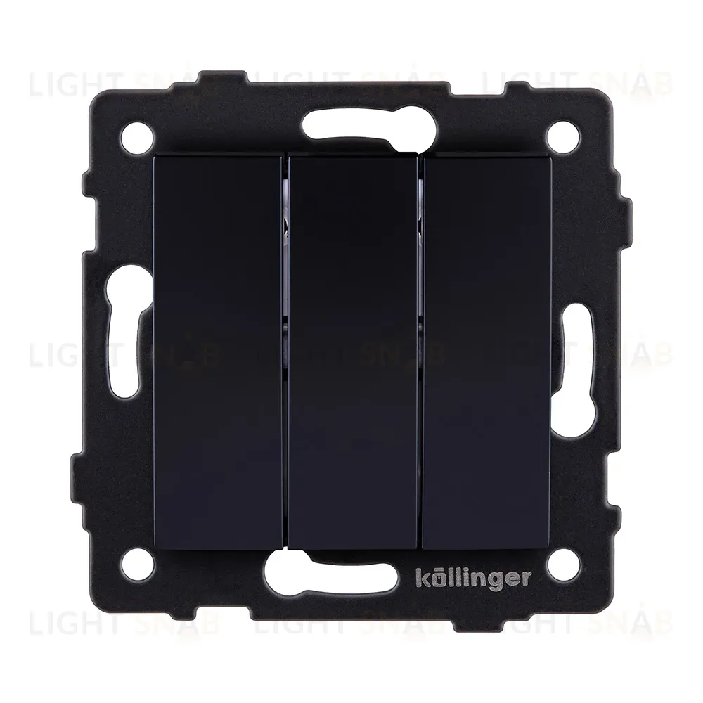 Выключатель 3-клавишный 10А/250В, изогнутый, черный Kollinger REA-R-012BK для Aspekt, Eleganz, Reflex REA-R-012BK