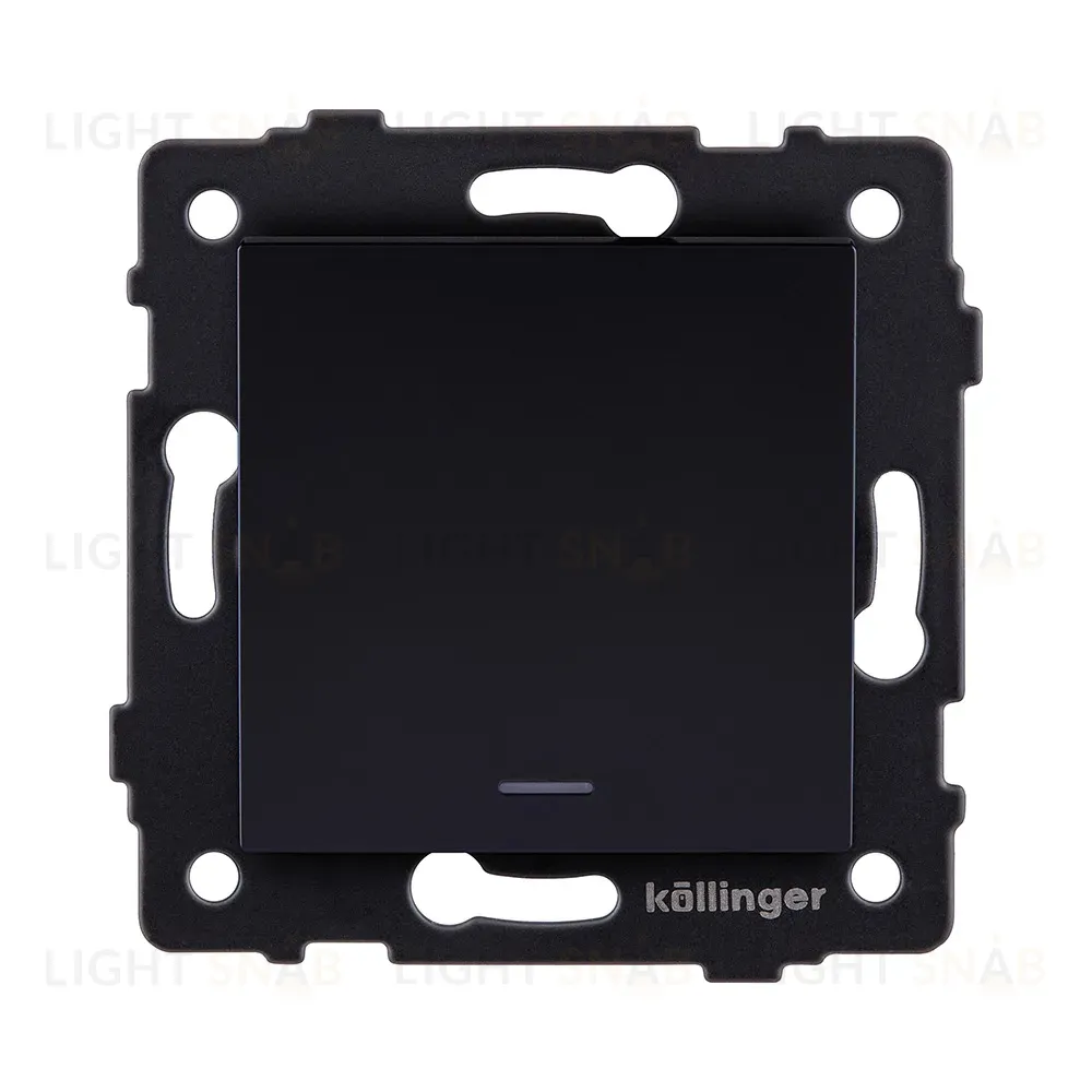 Выключатель 1-клавишный 10А/250В с LED подсветкой, черный Kollinger REA-S-002BK для Aspekt, Eleganz, Reflex REA-S-002BK