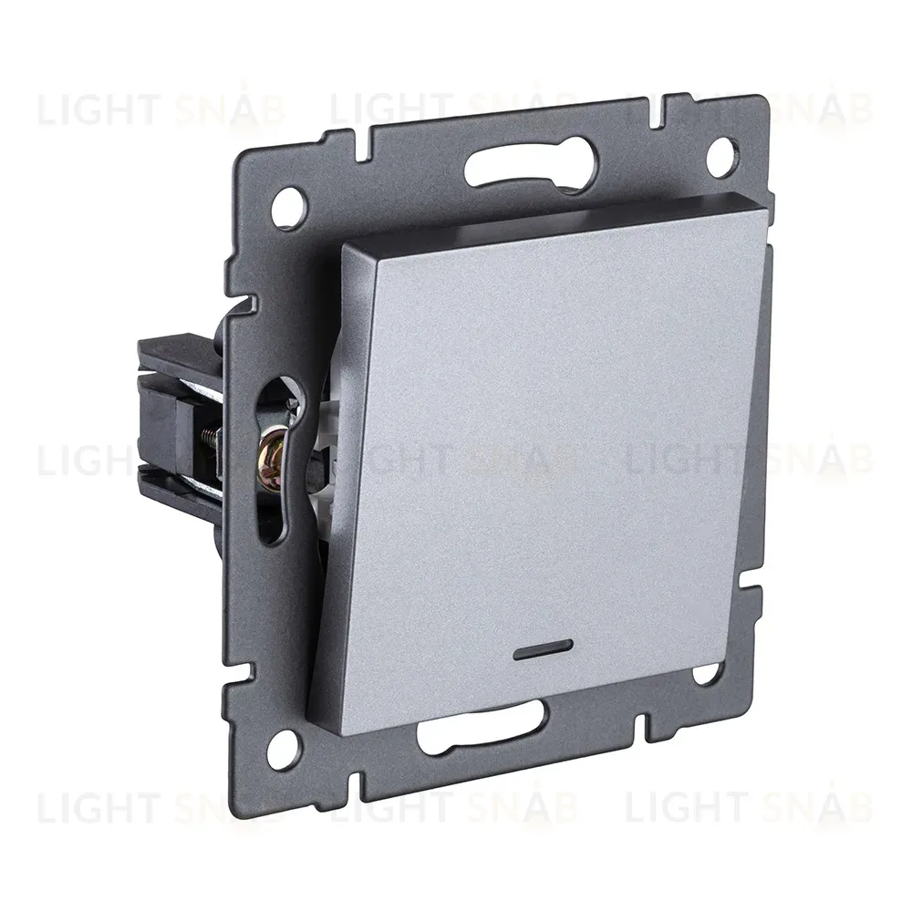 Выключатель 1-клавишный проходной 10А/250В с LED подсветкой, серый Kollinger REA-S-004GY для Aspekt, Eleganz, Reflex REA-S-004GY