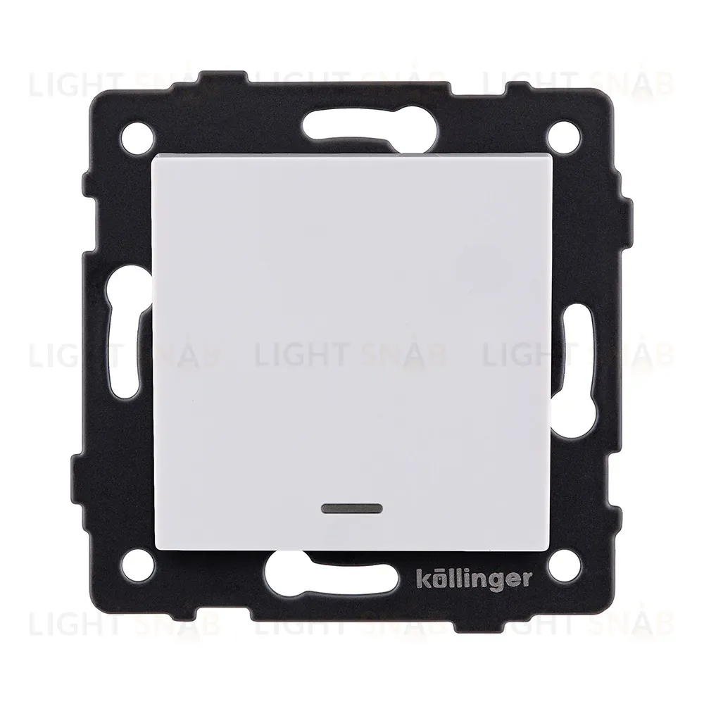 Выключатель 1-клавишный проходной 10А/250В с LED подсветкой, белый Kollinger REA-S-004WH для Aspekt, Eleganz, Reflex REA-S-004WH