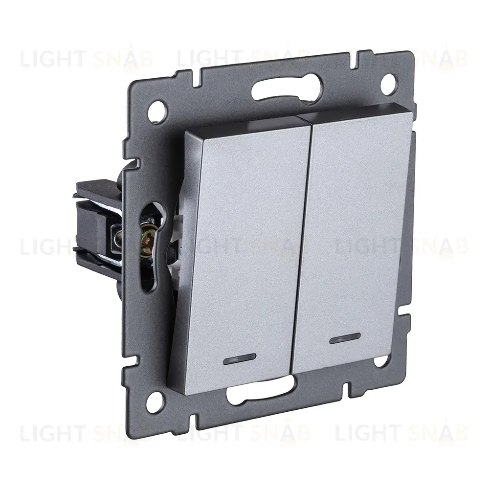 Выключатель 2-клавишный 10А/250В с LED подсветкой, серый Kollinger REA-S-008GY для Aspekt, Eleganz, Reflex REA-S-008GY