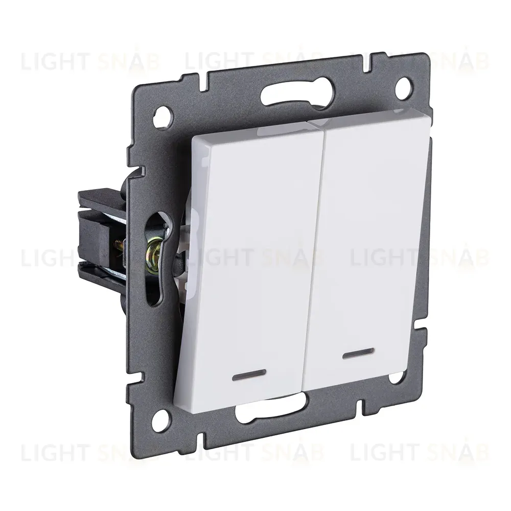 Выключатель 2-клавишный проходной 10А/250В с LED подсветкой, белый Kollinger REA-S-010WH для Aspekt, Eleganz, Reflex REA-S-010WH