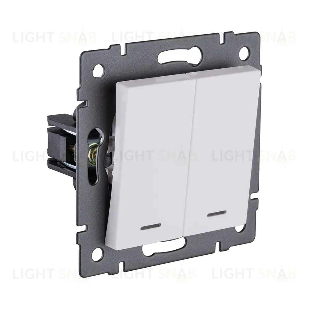 Выключатель 2-клавишный проходной 10А/250В с LED подсветкой, белый матовый Kollinger REA-S-010WM для Aspekt, Eleganz, Reflex REA-S-010WM