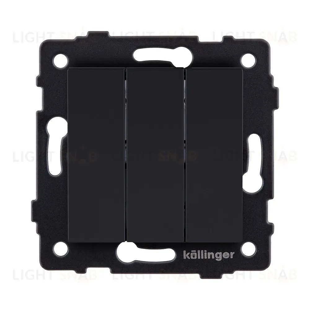 Выключатель 3-клавишный 10А/250В, черный матовый Kollinger REA-S-012BM для Aspekt, Eleganz, Reflex REA-S-012BM