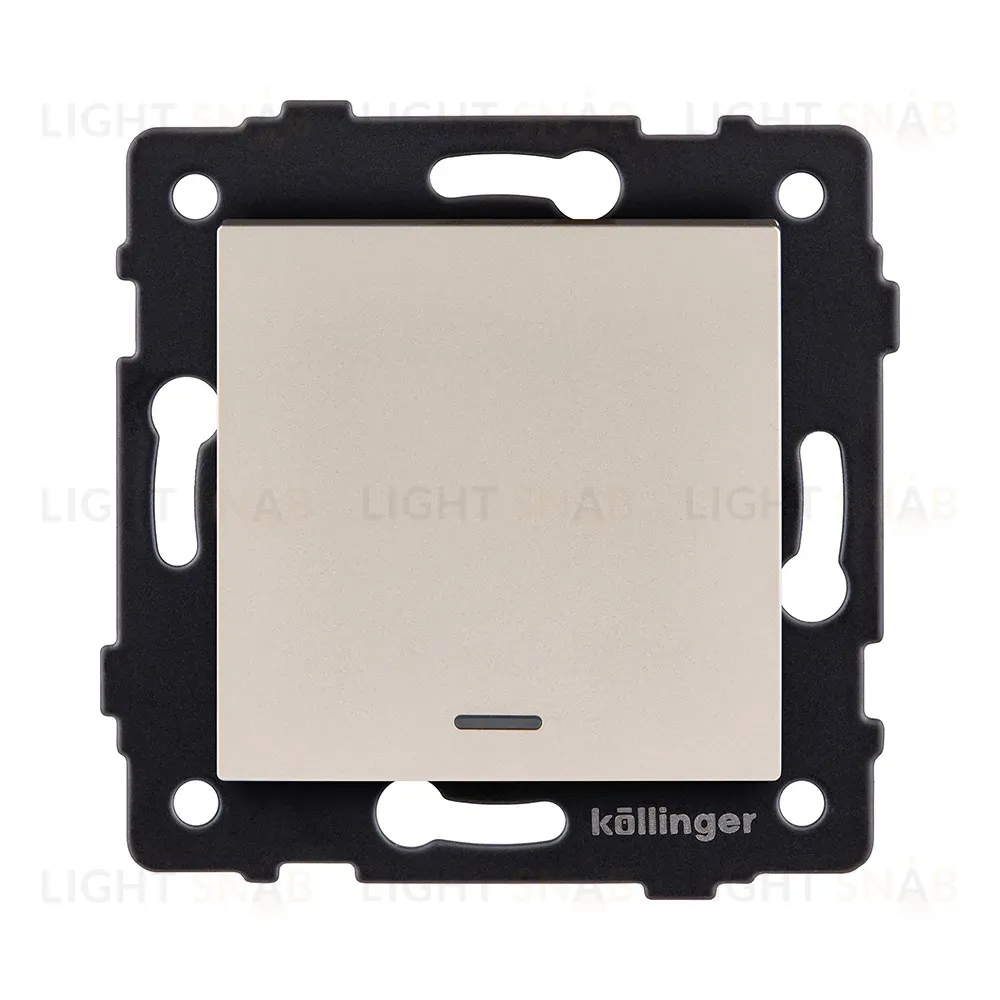 Выключатель кнопочный 1-клавишный 10А/250В с LED подсветкой, золотой Kollinger REA-S-013GD для Aspekt, Eleganz, Reflex REA-S-013GD
