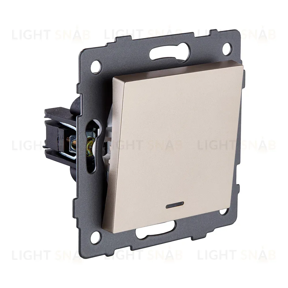 Выключатель кнопочный 1-клавишный 10А/250В с LED подсветкой, золотой Kollinger REA-S-013GD для Aspekt, Eleganz, Reflex REA-S-013GD