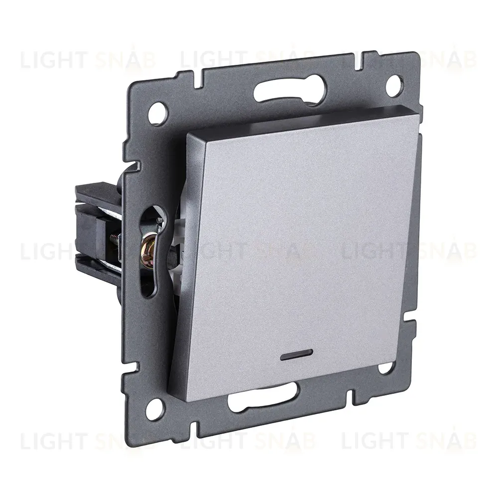 Выключатель кнопочный 1-клавишный 10А/250В с LED подсветкой, серый Kollinger REA-S-013GY для Aspekt, Eleganz, Reflex REA-S-013GY