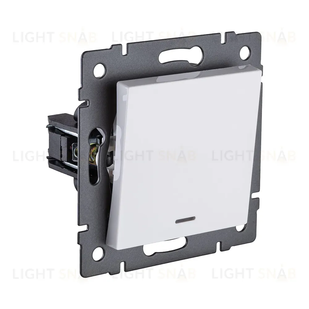 Выключатель кнопочный 1-клавишный 10А/250В с LED подсветкой, белый Kollinger REA-S-013WH для Aspekt, Eleganz, Reflex REA-S-013WH
