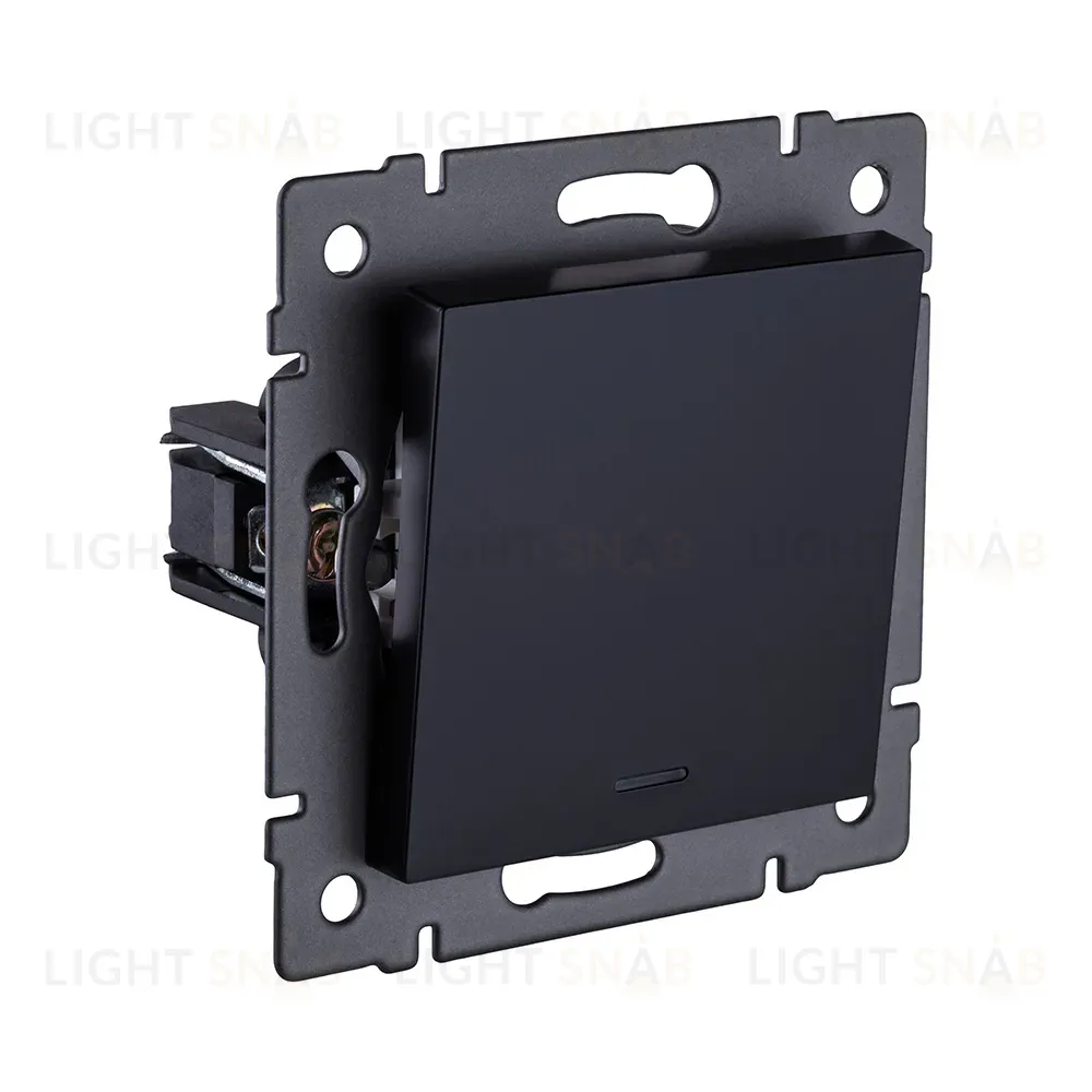 Выключатель 1-клавишный перекрестный 10А/250В с LED подсветкой, черный Kollinger REA-S-015BK для Aspekt, Eleganz, Reflex REA-S-015BK