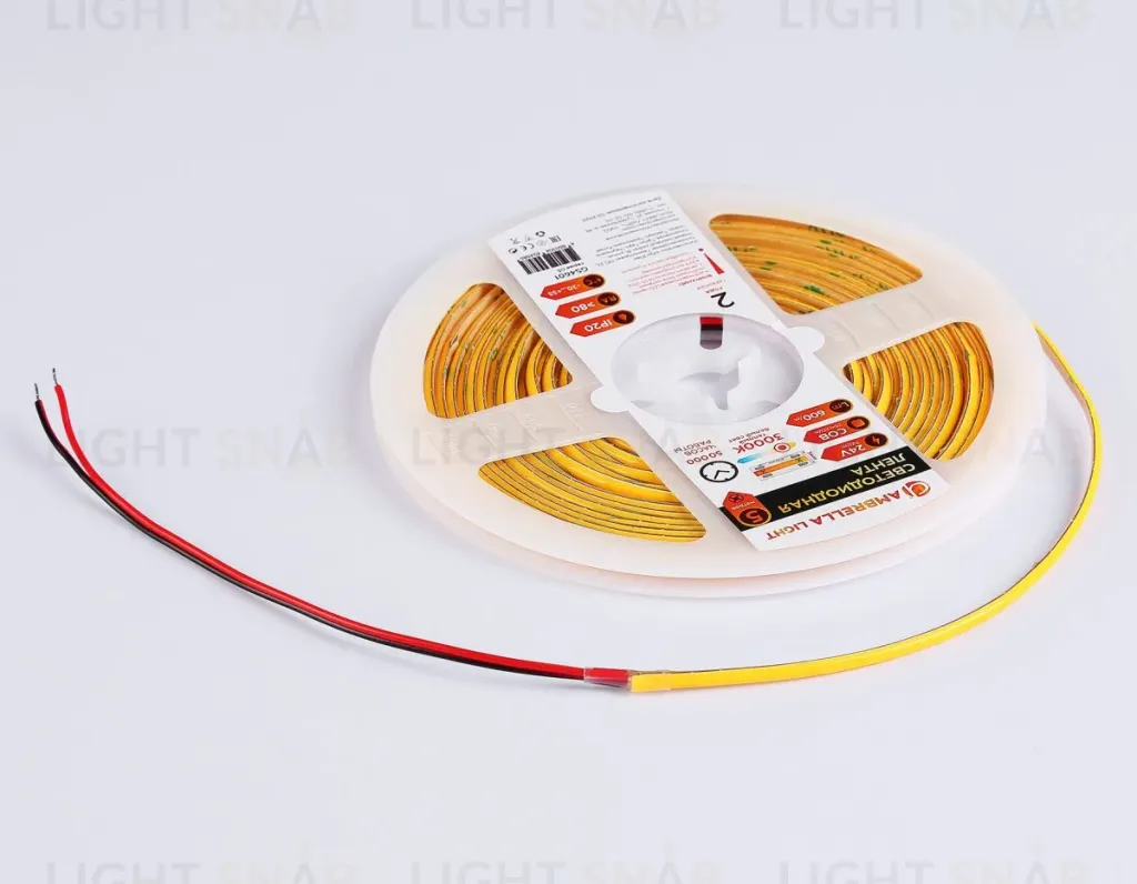 Светодиодная лента Ambrella Light Illumination COB 384Led/ 7W m/ 24V IP20 3000K/ 5m*3mm*2mm (2 конт.) GS4601 GS4601