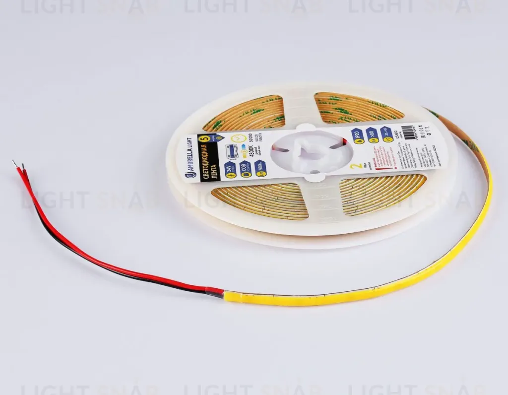 Светодиодная лента Ambrella Light Illumination COB 400Led/10W m/ 24V IP20 4500K/ 5m*5mm*2.1mm (2 конт.) GS4612 GS4612