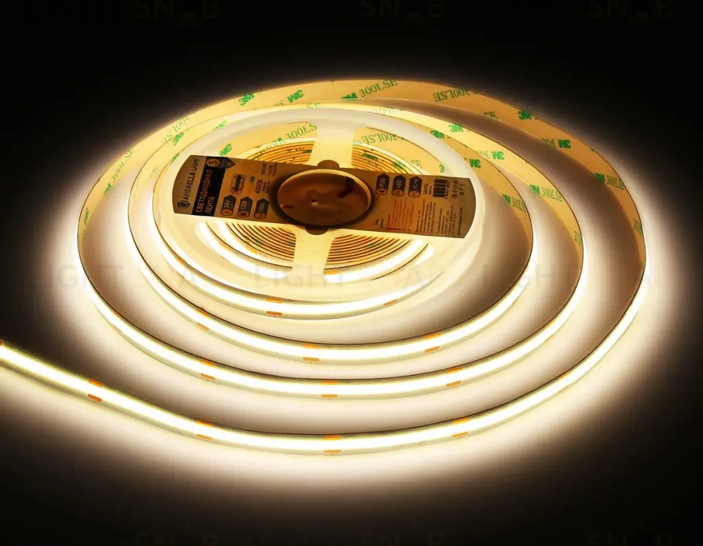 Светодиодная лента Ambrella Light Illumination COB 528Led/14W m/ 24V IP20 4500K/ 5m*10mm*2mm (2 конт.) GS4752 GS4752