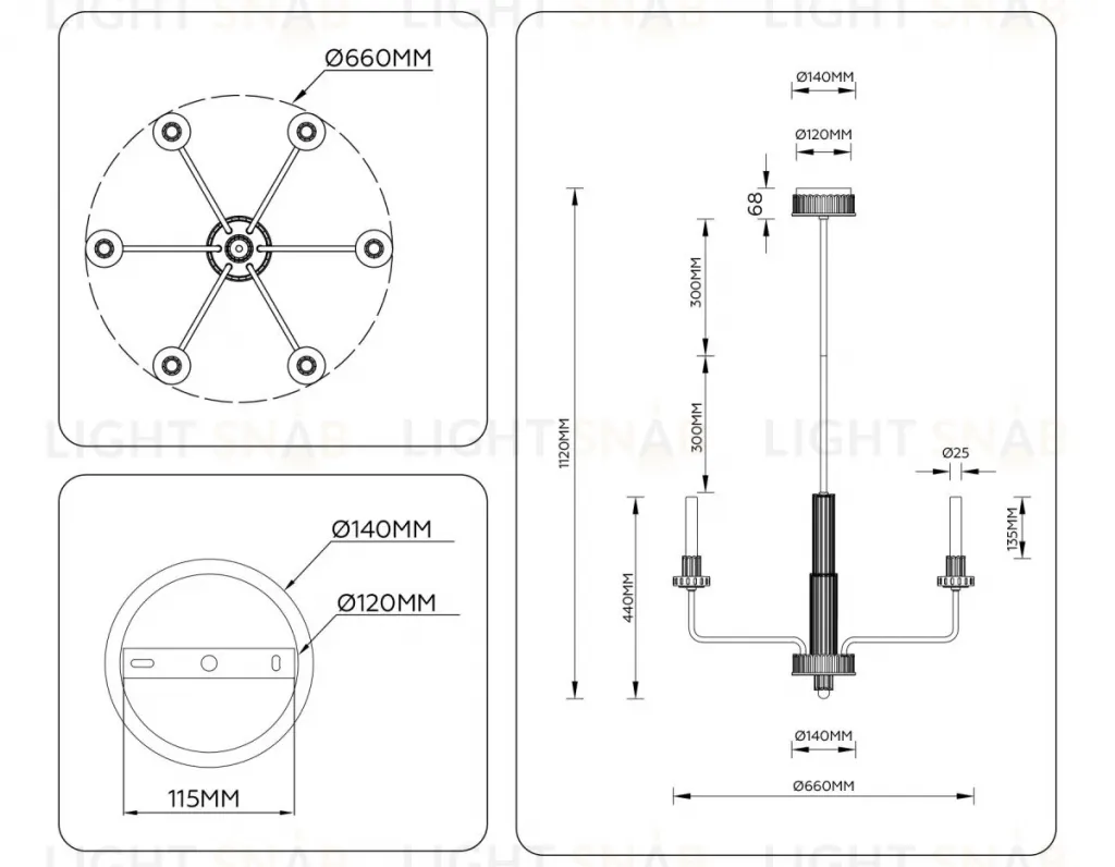 Люстра на штанге Ambrella Light High Light Ceramo Modern LH53124 LH53124