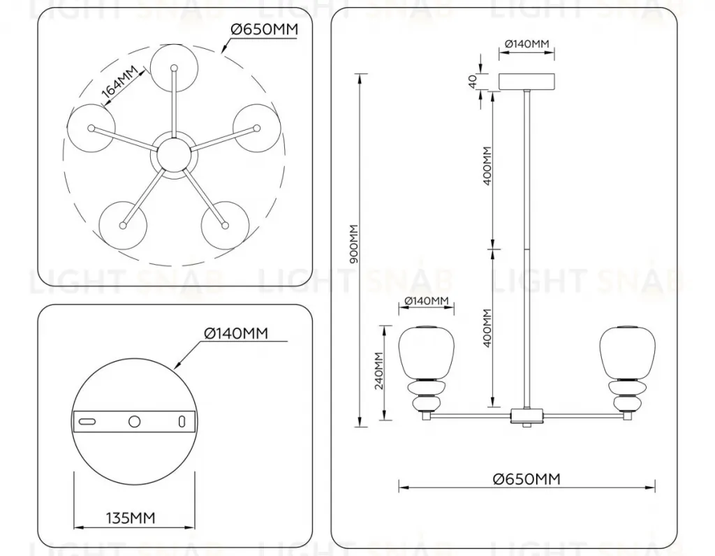 Люстра на штанге Ambrella Light High Light Ceramo Modern LH53164 LH53164