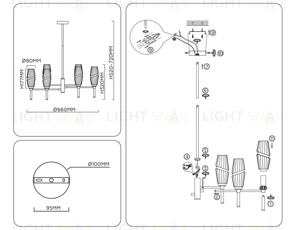 Люстра на штанге Ambrella Light High Light Modern LH55201 LH55201