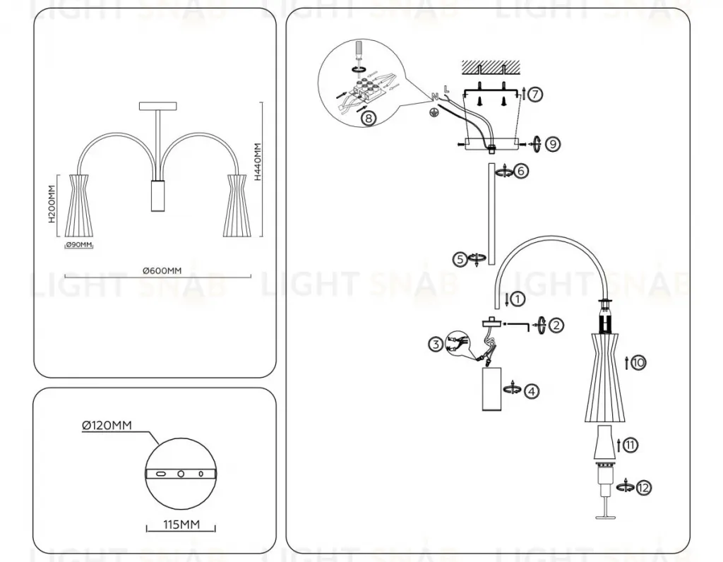 Люстра на штанге Ambrella Light High Light Modern LH55651 LH55651