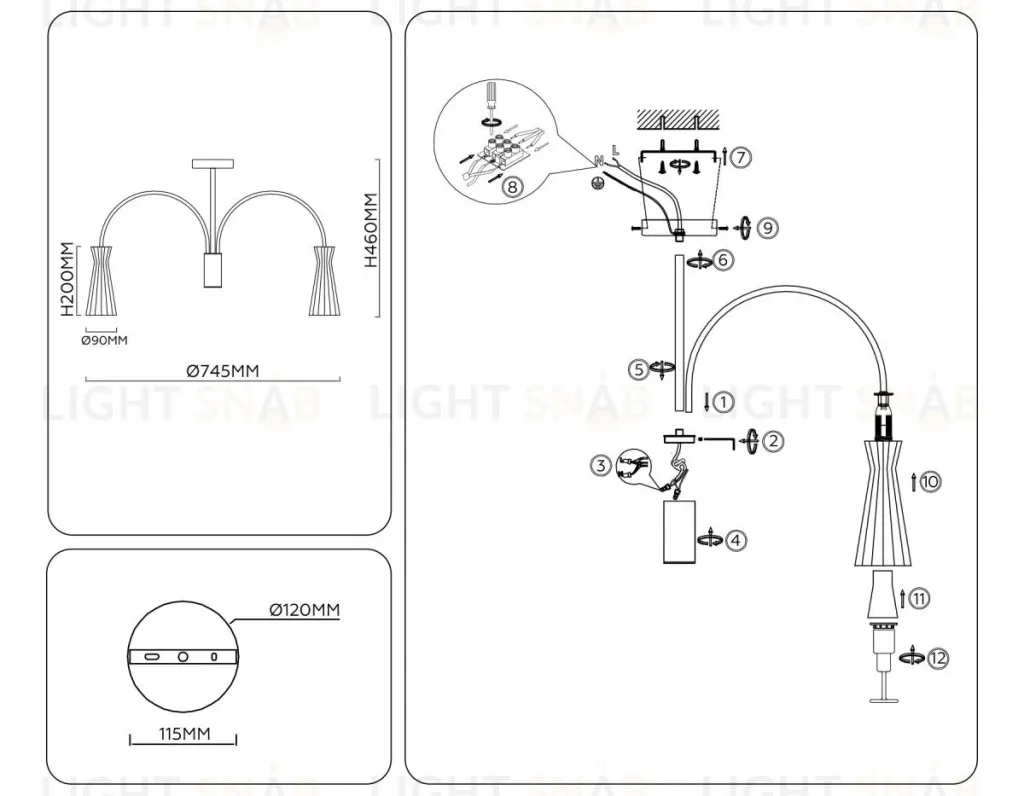 Люстра на штанге Ambrella Light High Light Modern LH55653 LH55653