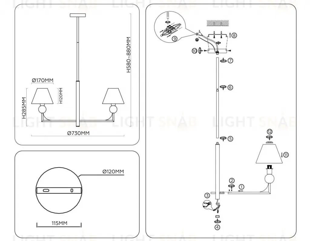 Люстра на штанге Ambrella Light High Light Classic LH75153 LH75153