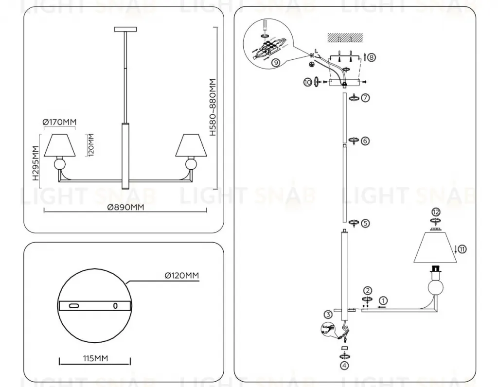 Люстра на штанге Ambrella Light High Light Classic LH75162 LH75162