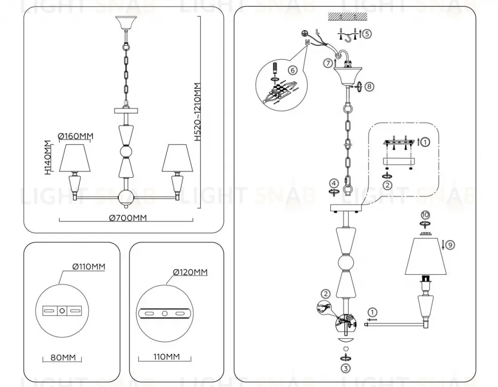 Подвесная люстра Ambrella Light High Light Classic LH75253 LH75253