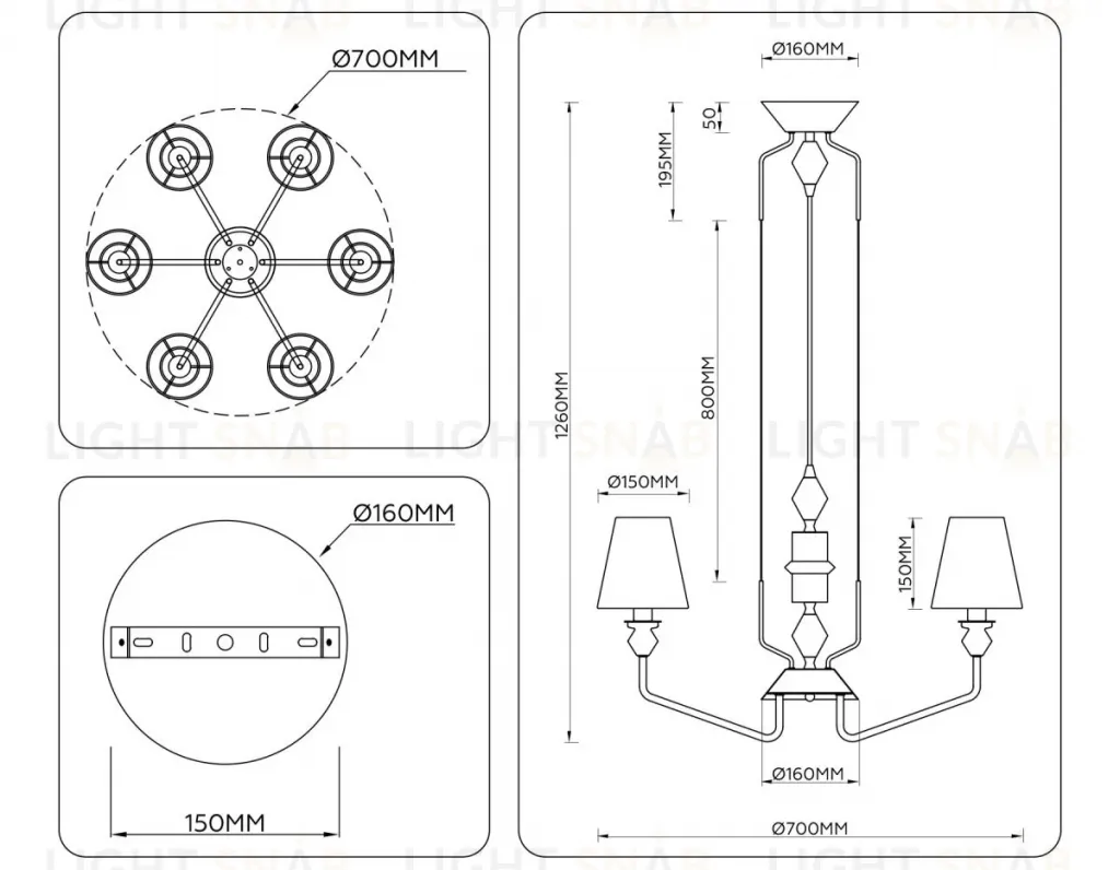 Подвесная люстра Ambrella Light High Light Ceramo Classic LH75401 LH75401
