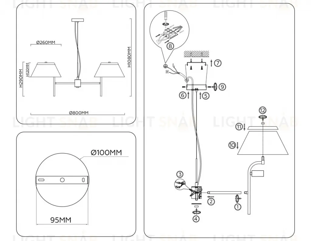 Подвесная люстра Ambrella Light High Light Classic LH72451 LH72451