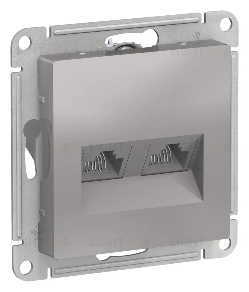 Розетка двойная компьютерная RJ45+RJ45, кат.5E, механизм Systeme Electric AtlasDesign Алюминий ATN000385 ATN000385