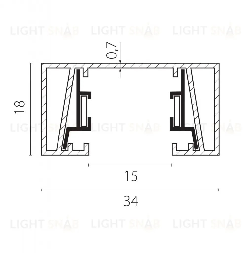 Шинопровод 2-контактный без стыковочного паза, 3м Lightstar Barra 502038-P 502038-P
